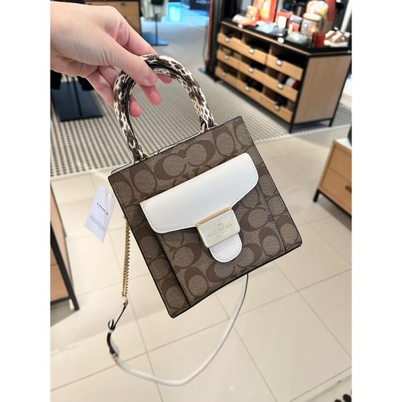 COACH PEPPER Mini Crossbody Signature Canvas Snakeskin Leather C7227 NWT $378 - Picture 16 of 16